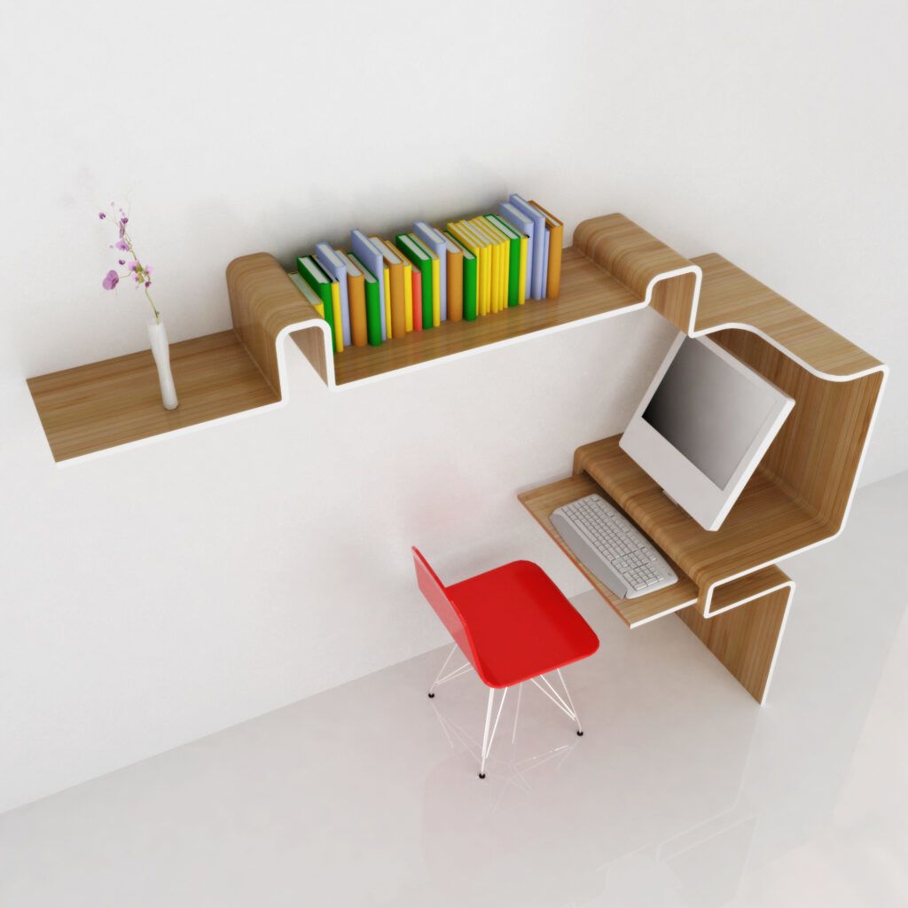 Space-Saving Desk & Shelf Combo | Designs & Ideas on Dornob