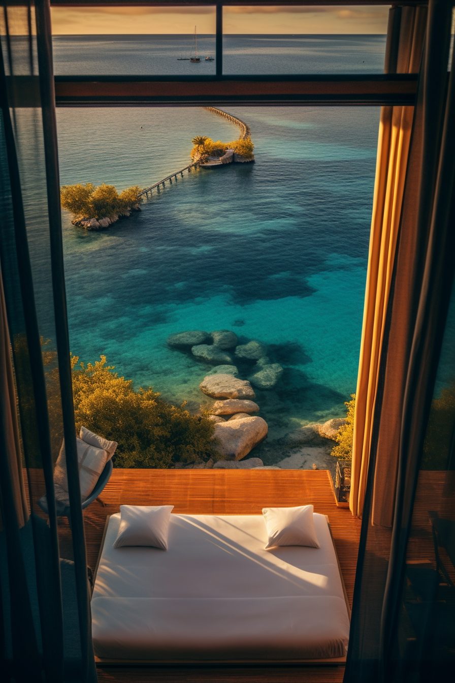 Modern Bedroom with an Amazing View of the Waterfront