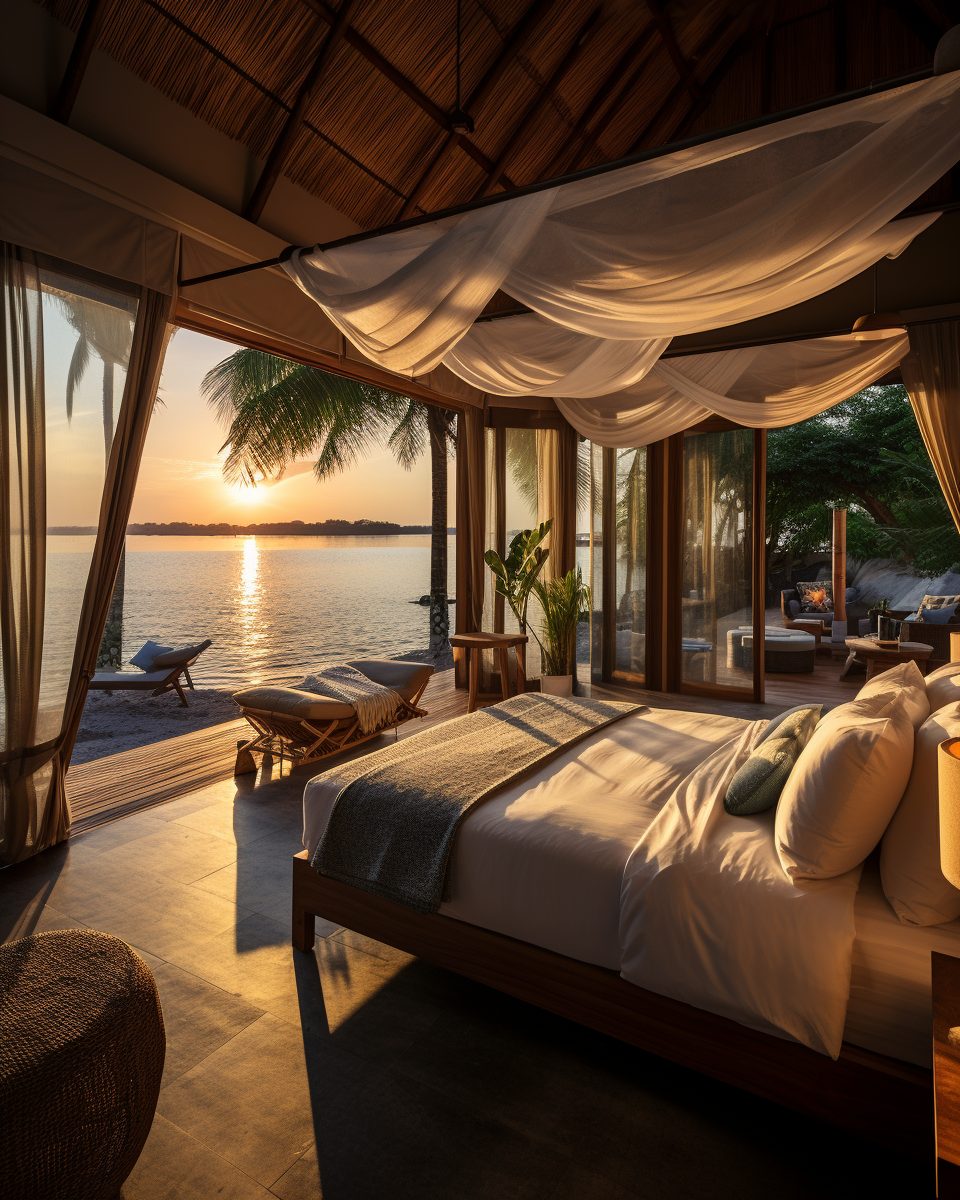 Modern Bedroom with an Amazing View of the Waterfront
