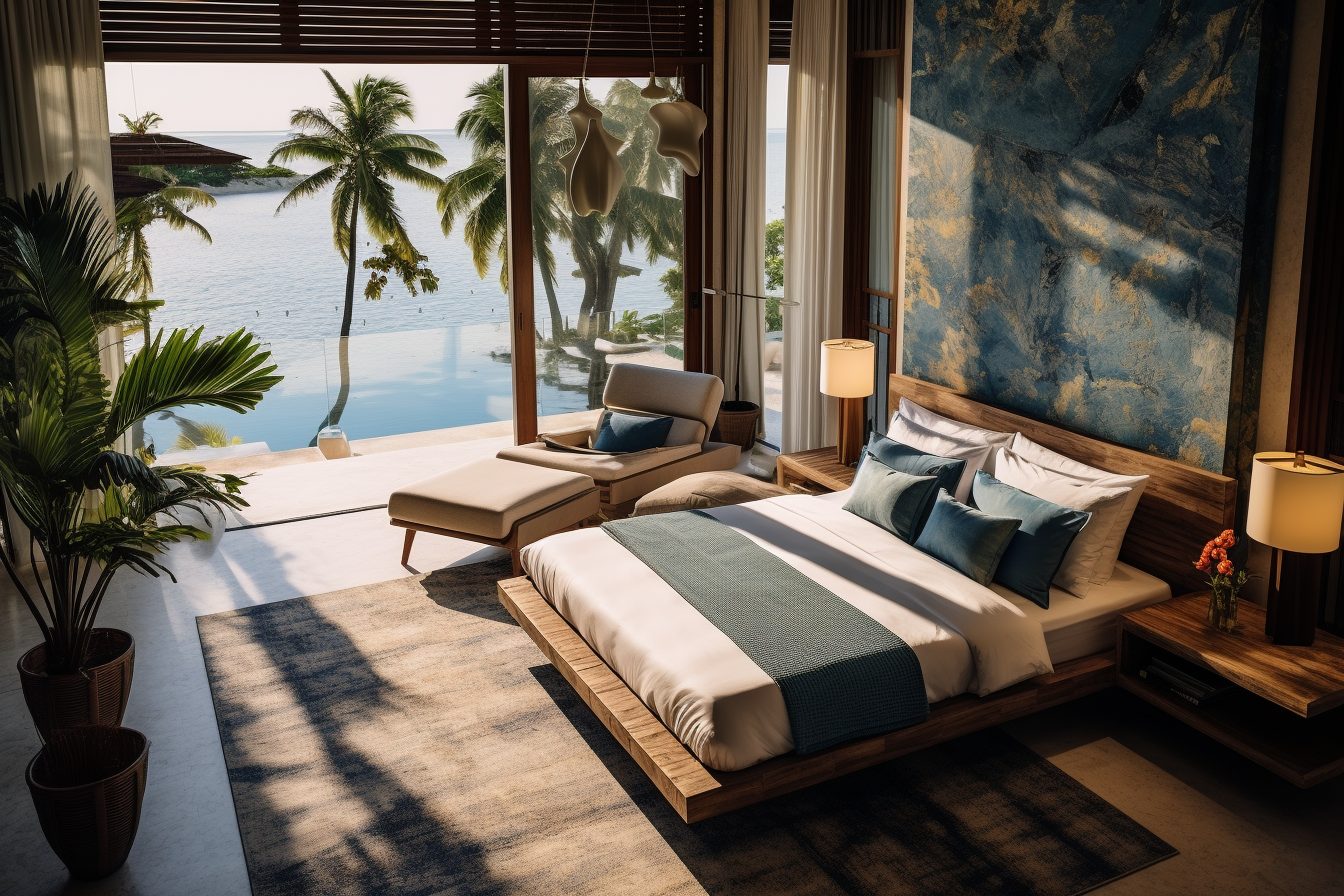 Modern Bedroom with an Amazing View of the Waterfront
