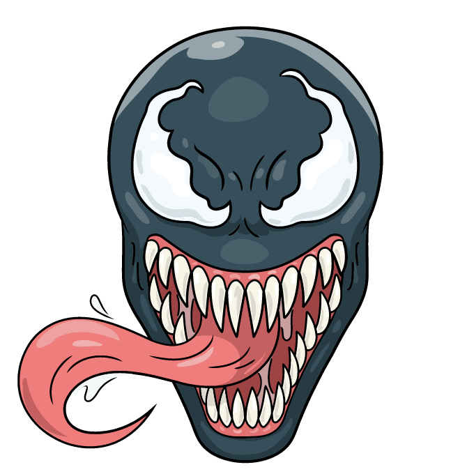 How to Draw Venom's Face - Really Easy Drawing Tutorial