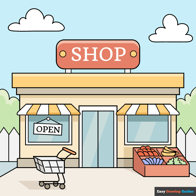How to Draw a Shop - Really Easy Drawing Tutorial