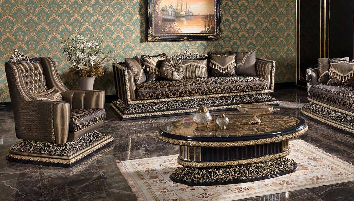 Mahackale Black Classic Sofa Set - Evgor Furniture