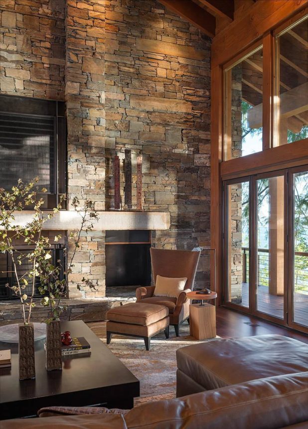 17 Amazing Living Room Interiors With Stone Walls