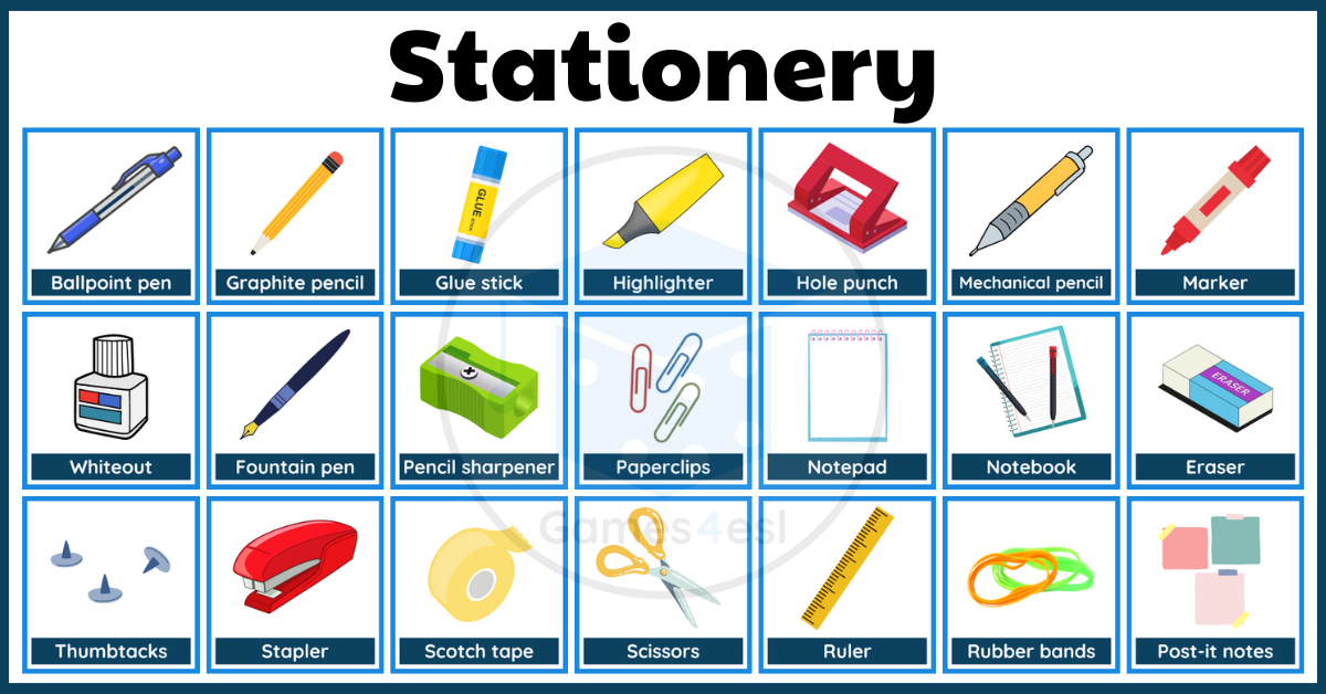 Stationery List | Useful List Of Stationery And Office Supplies In ...