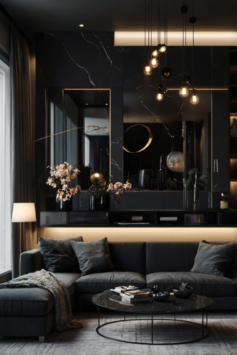 Modern Black Living Room Ideas: Create a Sleek Space - DECOR YOUR HOUSE ...