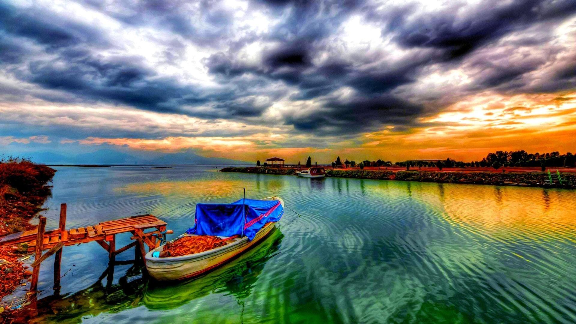 Clouds landscapes boats hdr photography wallpaper | (36374)