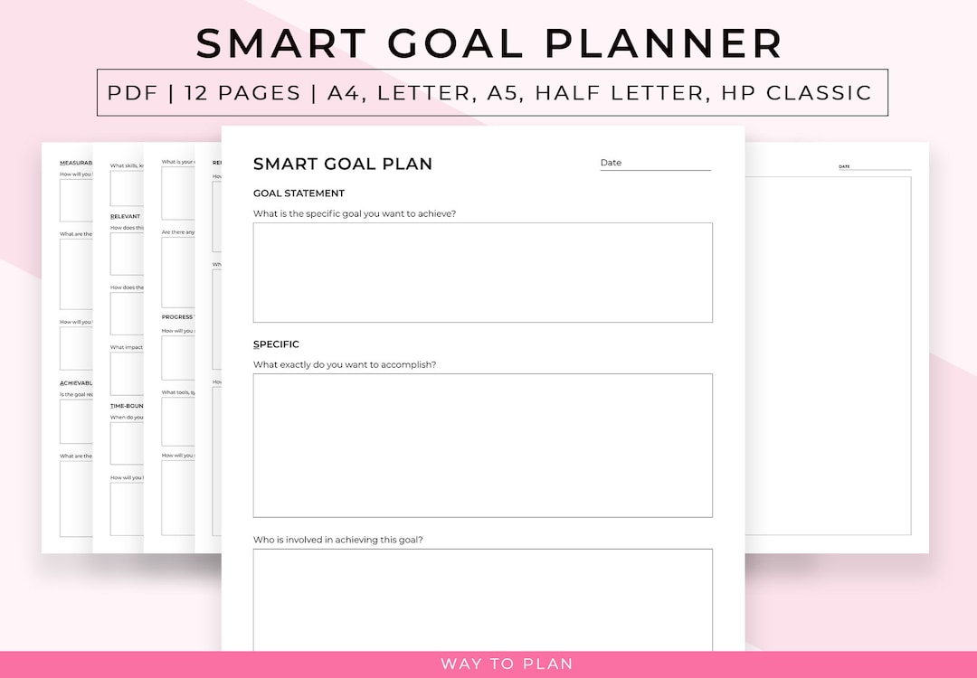 Goal Setting Worksheet, SMART Goal Planner, SMART Goal Worksheet, SMART ...