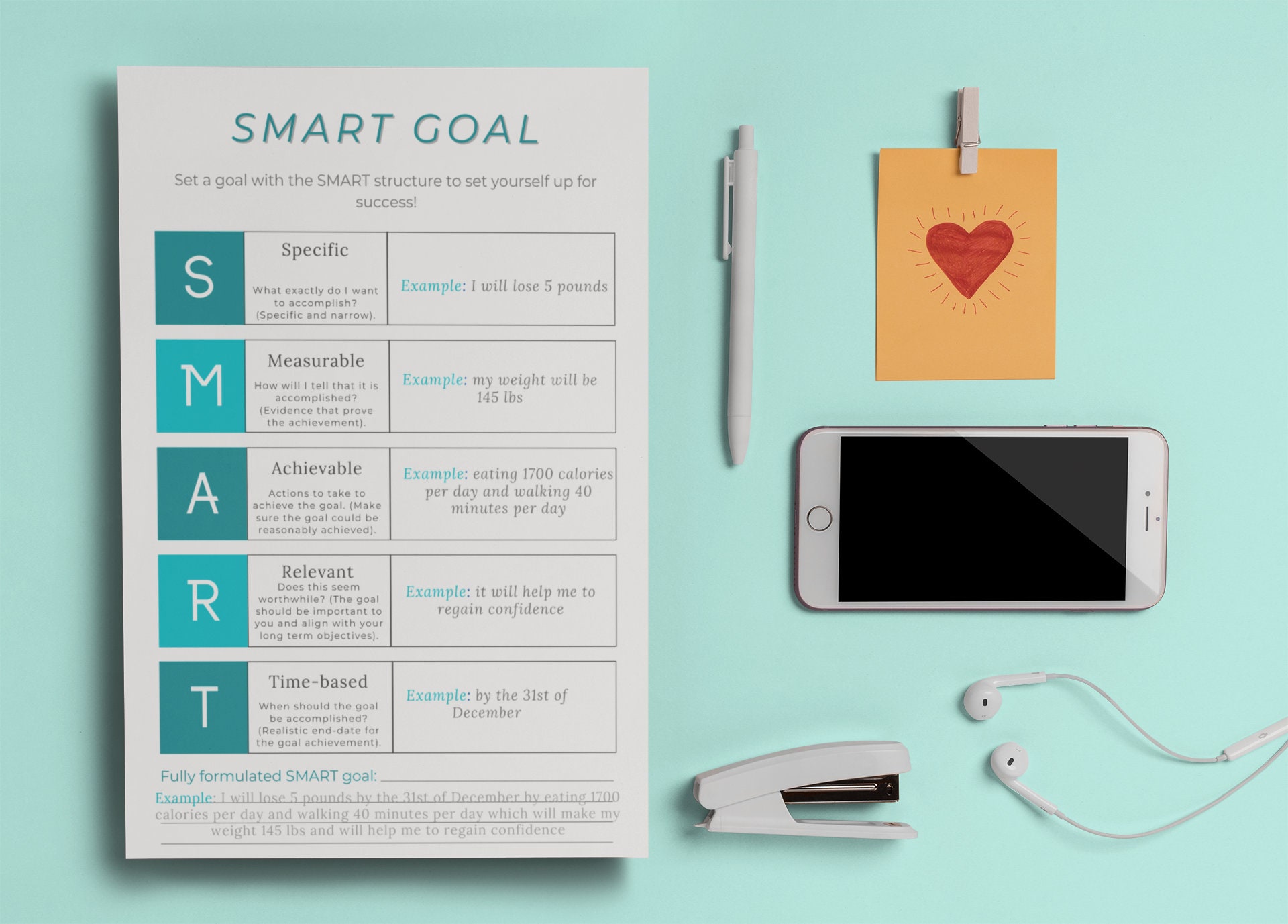 SMART Goal Setting Worksheet - Etsy