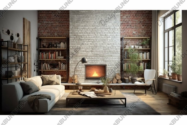 room interior brick wall