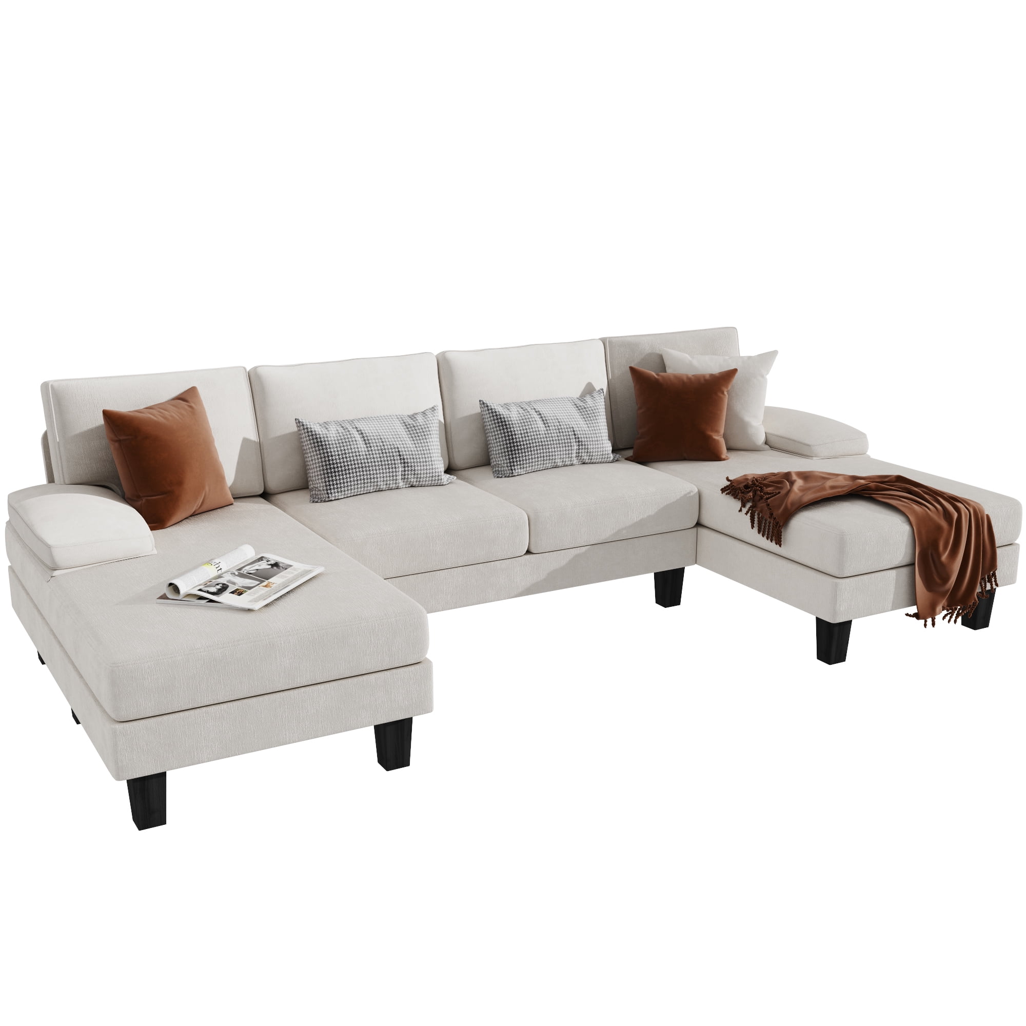 Homall Modern U-Shape Sectional Sofa, Chenille Fabric Modular Couch, 4 ...