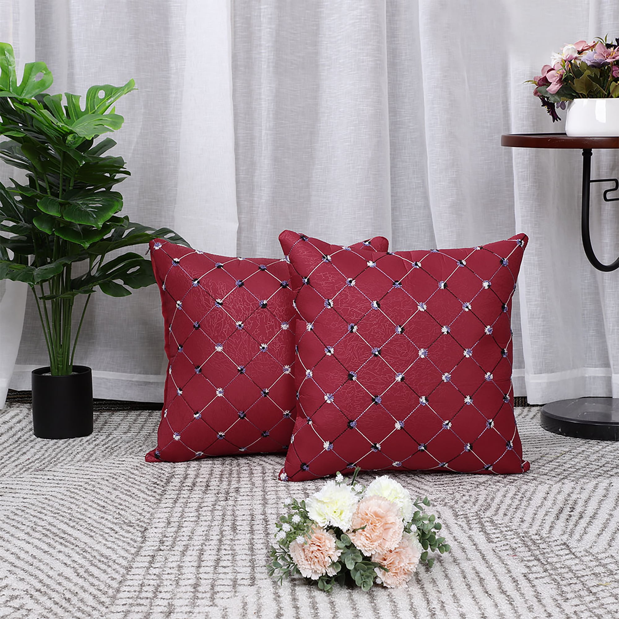 Set of 2 Throw Pillow Cover Modern Decorative Geometric Home Cushion ...
