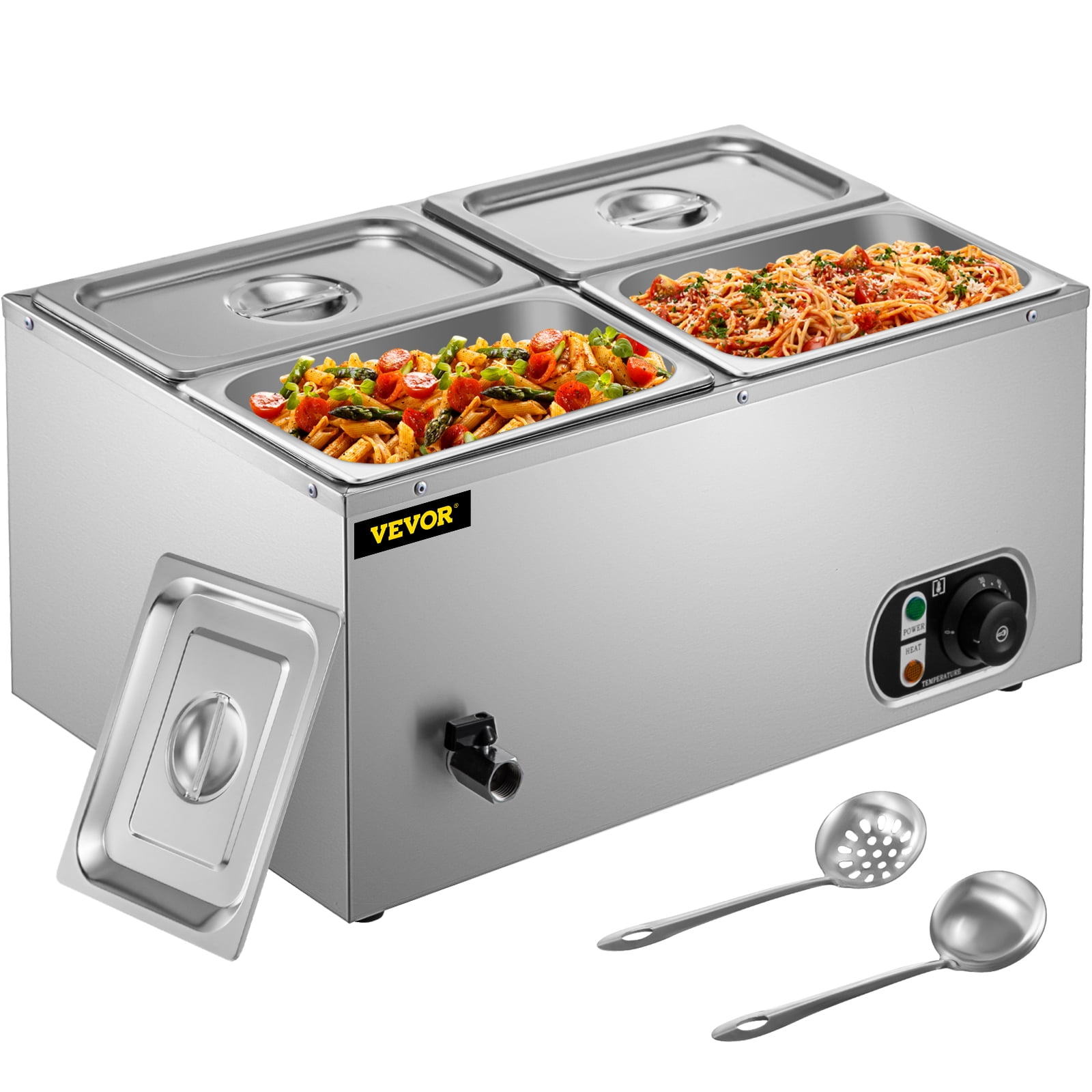 VEVORbrand Commercial Food Warmer 4x1/4GN, 4-Pan Stainless Steel Bain ...
