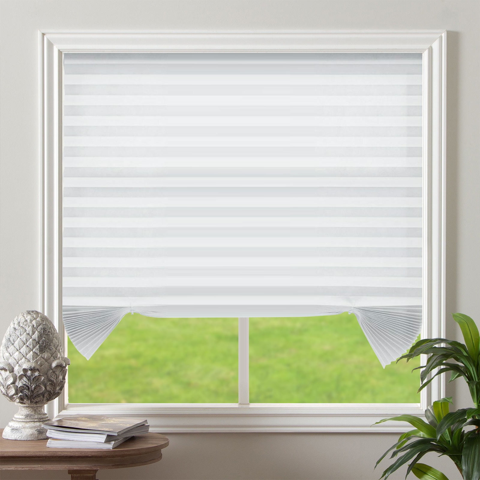 Biltek Cordless Light Filtering Fabric Pleated Window Shades, White, 2 ...