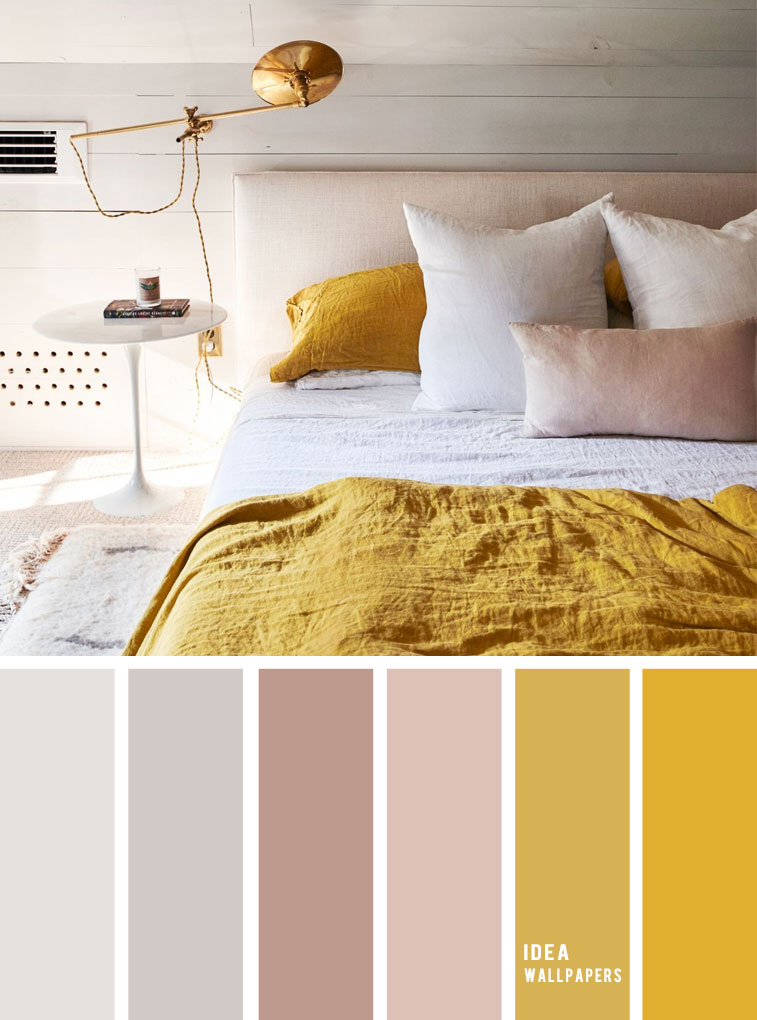 10 Best Color Schemes for Your Bedroom { Light Grey + Mustard }
