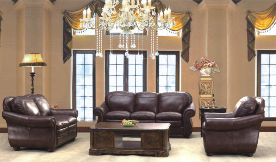 Traditional Antique Leather Sofa Living Room Sofa Set Furniture - Sofa ...