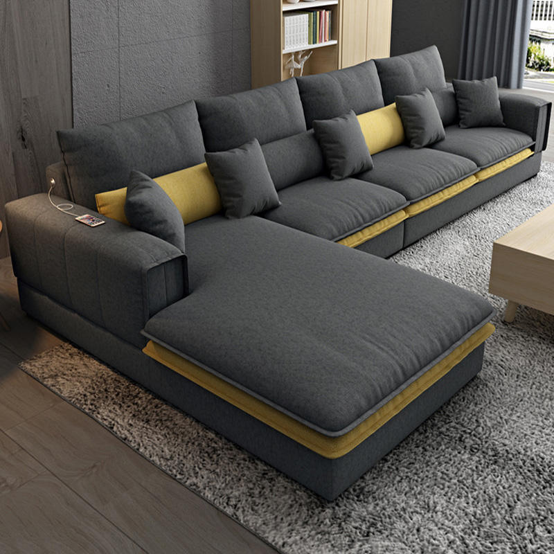 Nordic Luxury Technology Fabric Corner Living Room Sofa Set Furniture ...