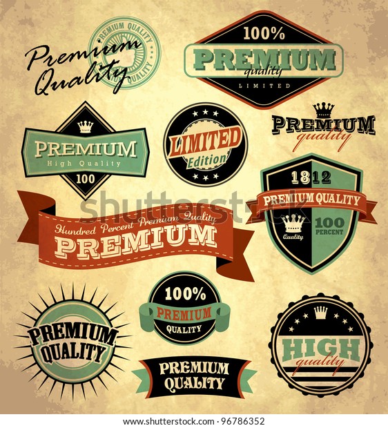 Collection Premium Quality Retro Vintage Styled Stock Vector (Royalty ...