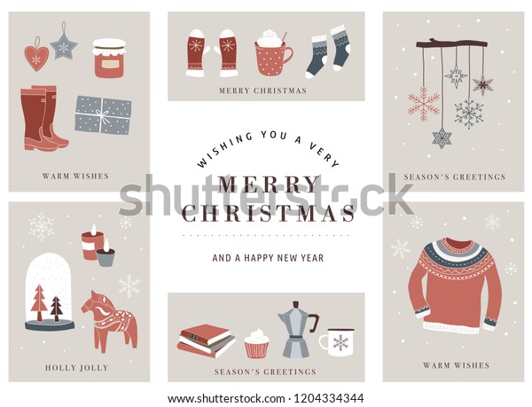 Nordic Scandinavian Winter Elements Hygge Concept Stock Vector (Royalty ...