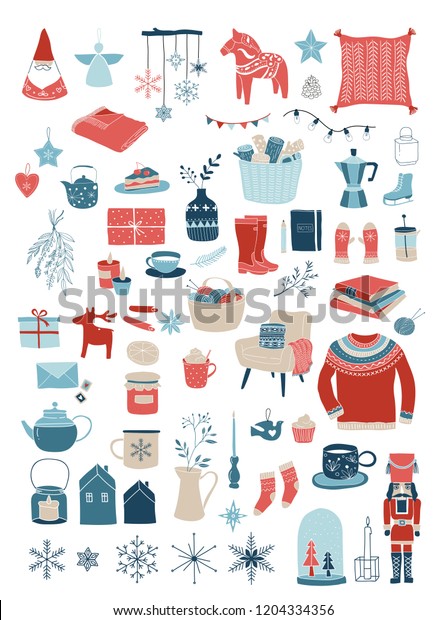Nordic Scandinavian Winter Elements Hygge Concept Stock Vector (Royalty ...