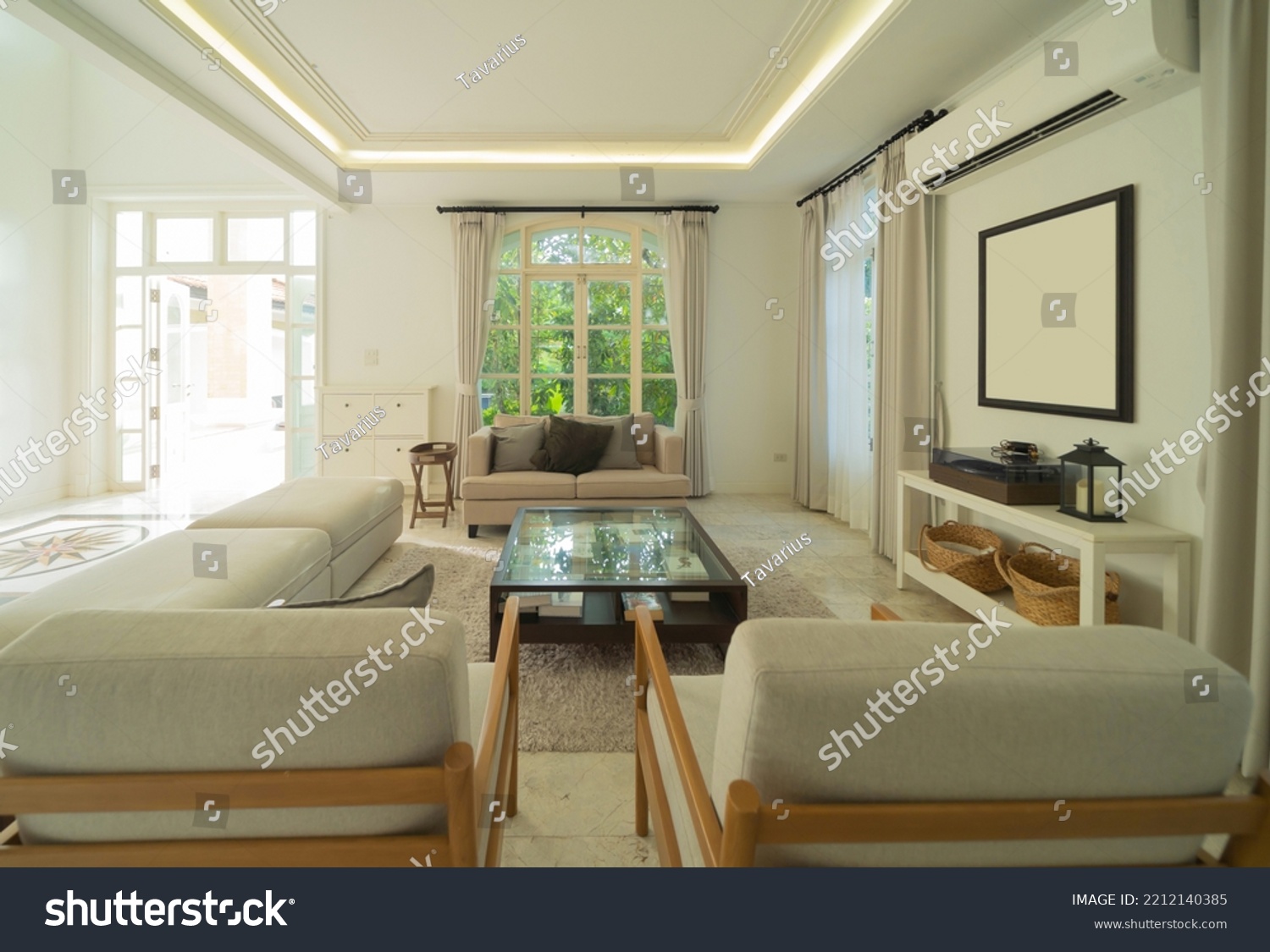 White Luxury Modern Living Room Interior Stock Photo 2212140385 ...