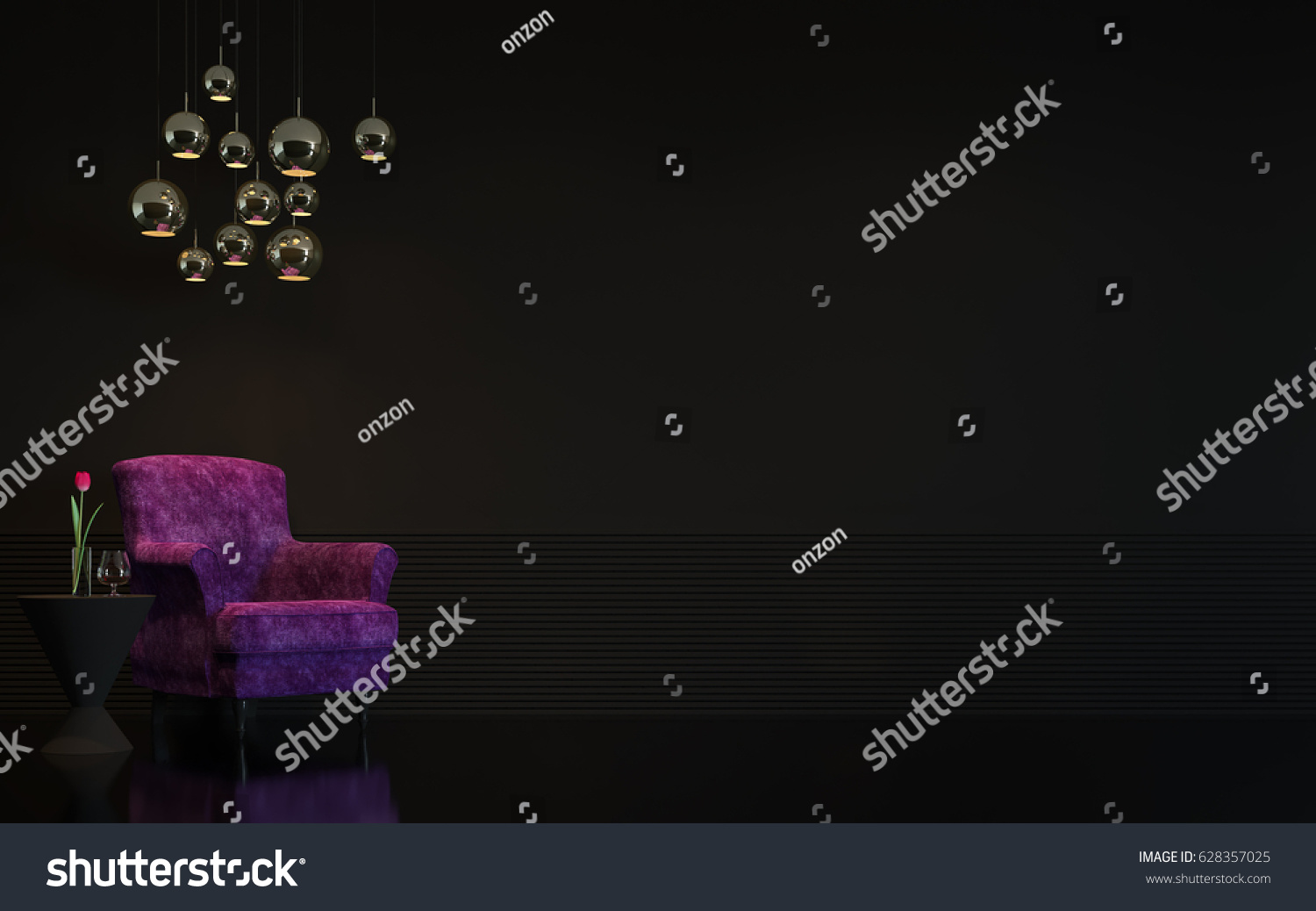 Modern Luxury Black Living Room Interior Stock Illustration 628357025 ...