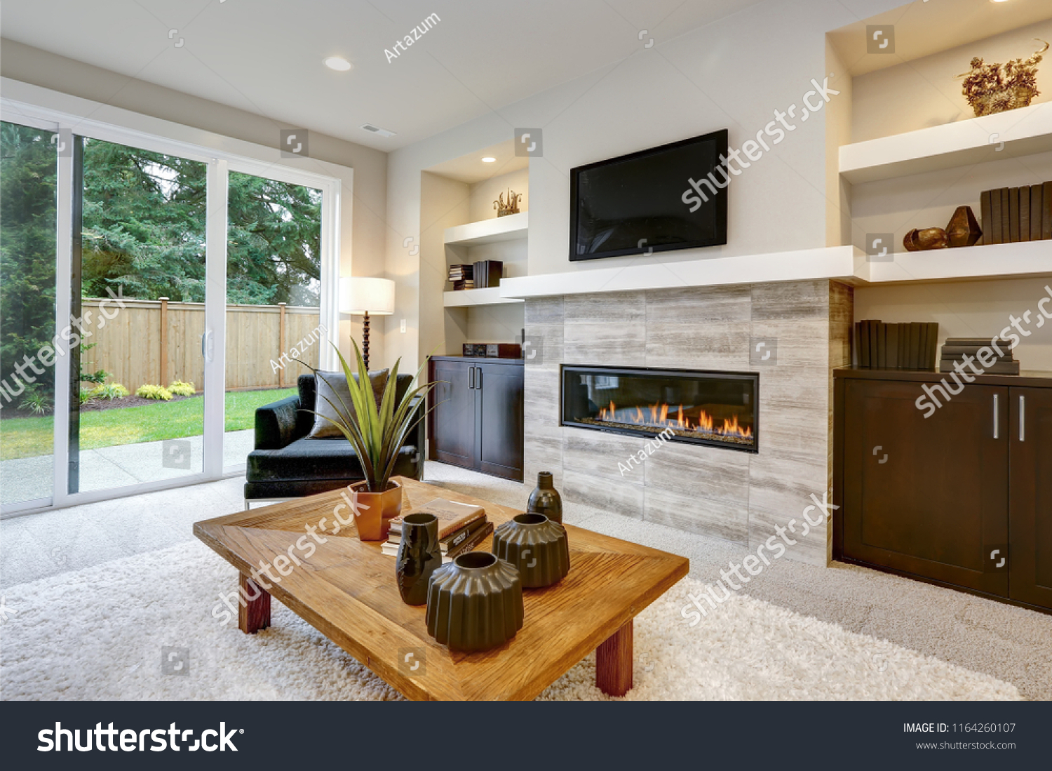 Beautiful Modern Living Room Interior Stone Stock Photo (Edit Now ...