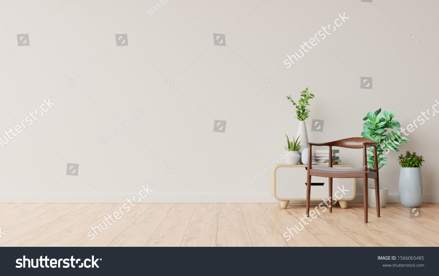 Living Room Interior Chair Plants Cabinet Stock Illustration 1566065485