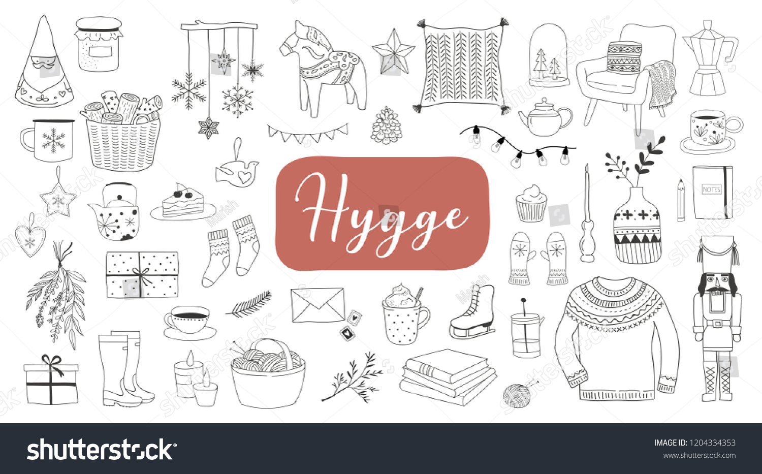 Nordic Scandinavian Winter Elements Hygge Concept Stock Vector (Royalty ...