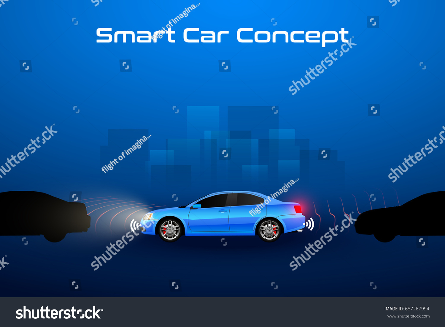 Smart Car Concept Background Vector Illustration Stock Vector (Royalty ...