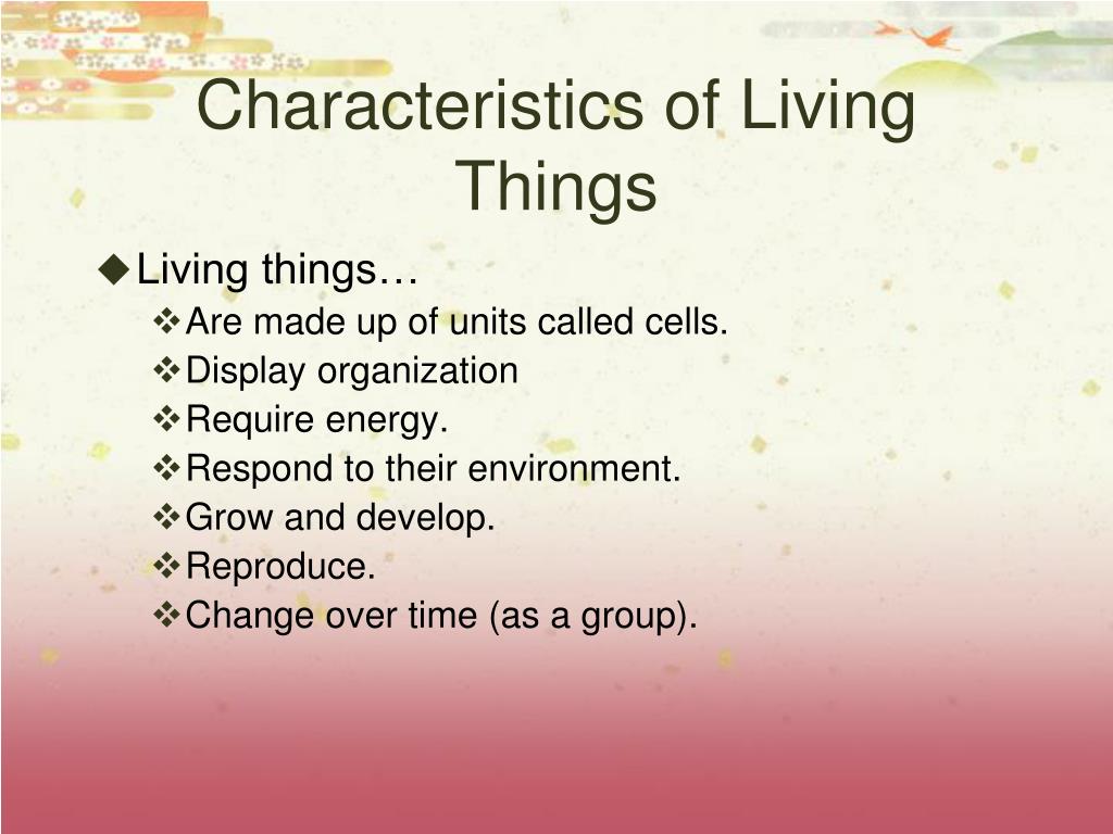 Characteristics Of Living Things Chart