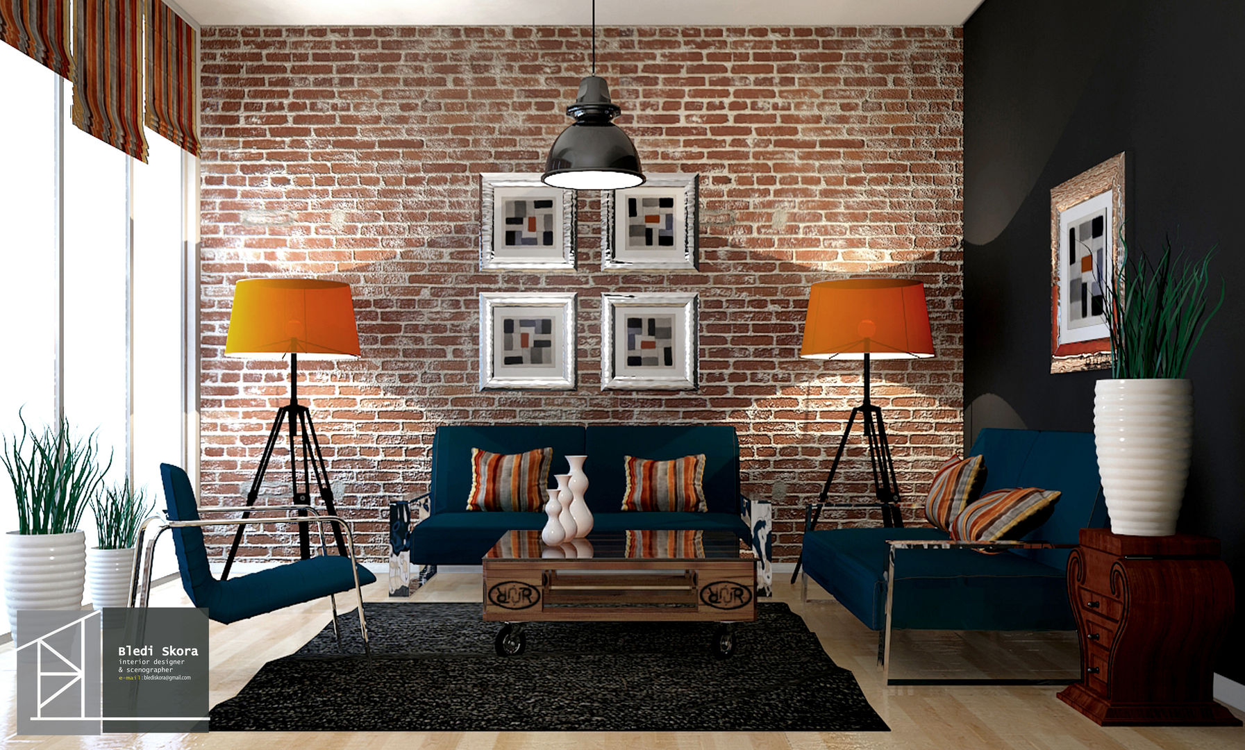 Brick Wall Design Living Room Singapore | Baci Living Room