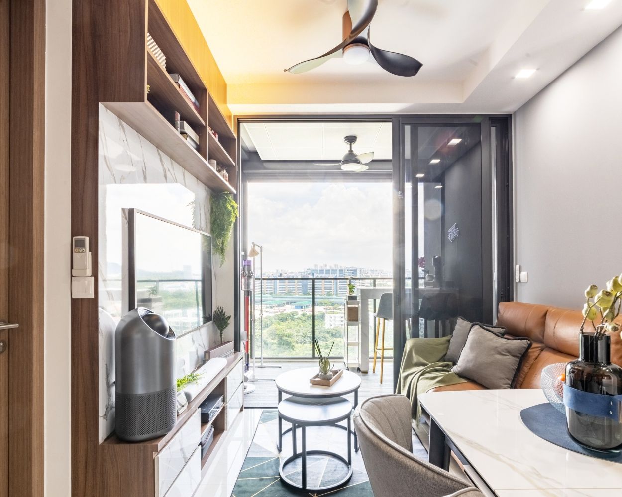Small Living Room Design With Wall-Mounted TV Unit | Livspace