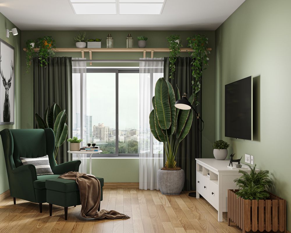 Low-Maintenance Muted Green Wall Paint Colour | Livspace