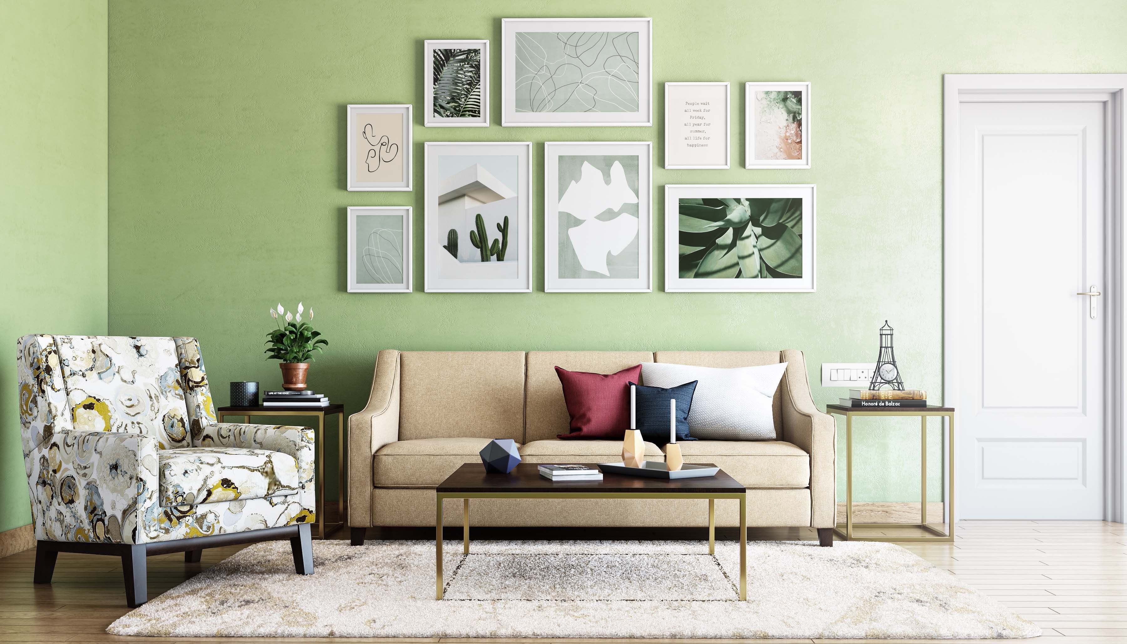 Light Green Modern Wall Paint Design For Living Rooms And Bedrooms ...