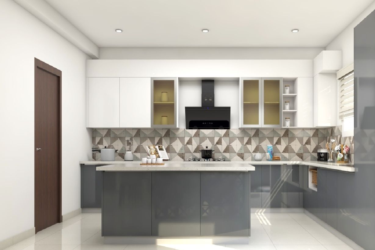 Modern Spacious Kitchen Design With Wall Cabinets | Livspace