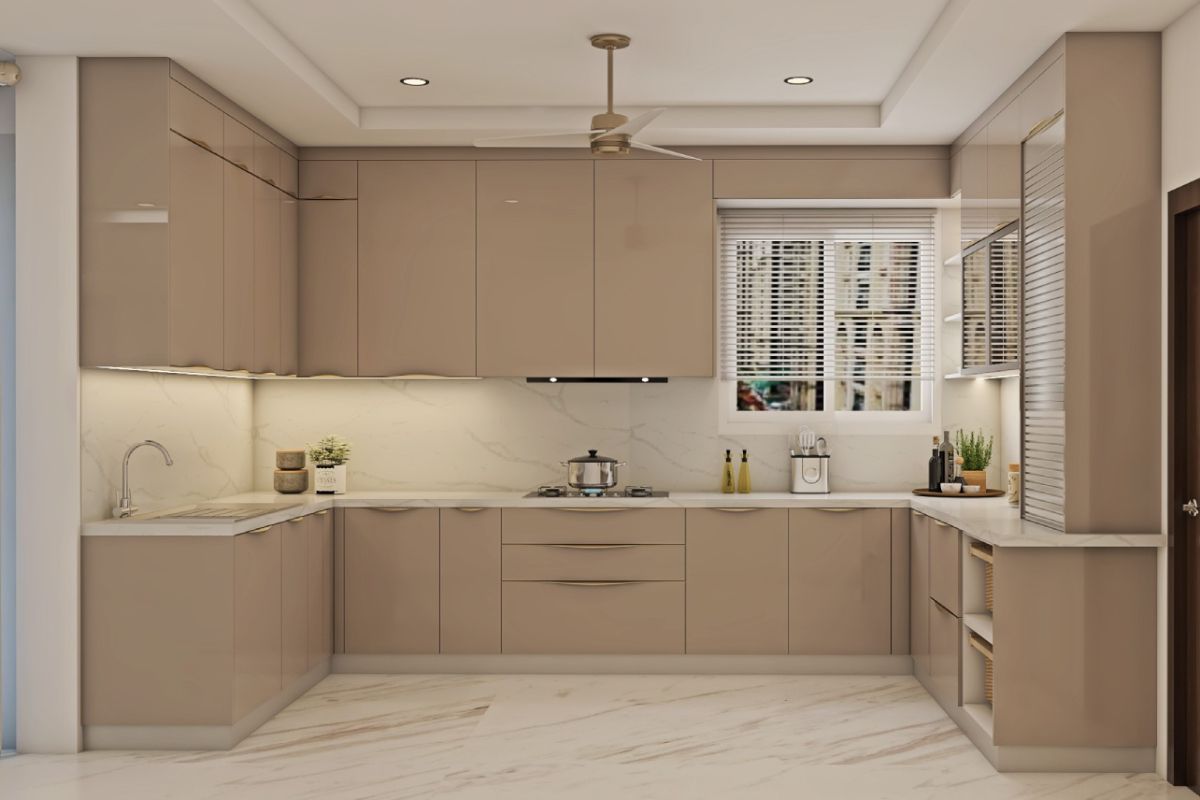 Compact U-Shaped Modular Kitchen Design | Livspace
