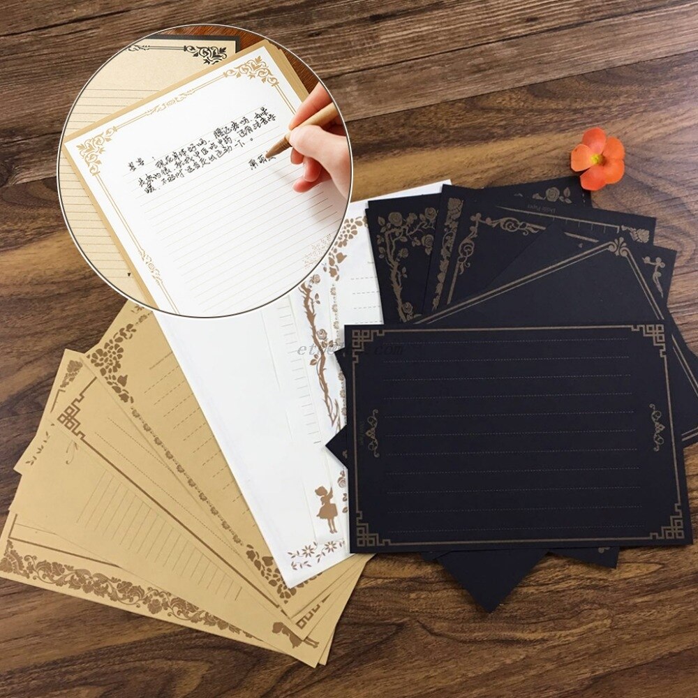 8 Vellen Vintage Retro Schrijven Briefpapier Papie... – Grandado