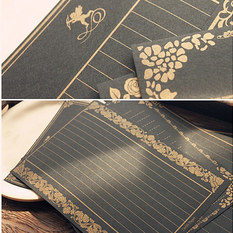 Kraft Zwart Brief Papier 16 vellen Vintage Bloem B... – Grandado