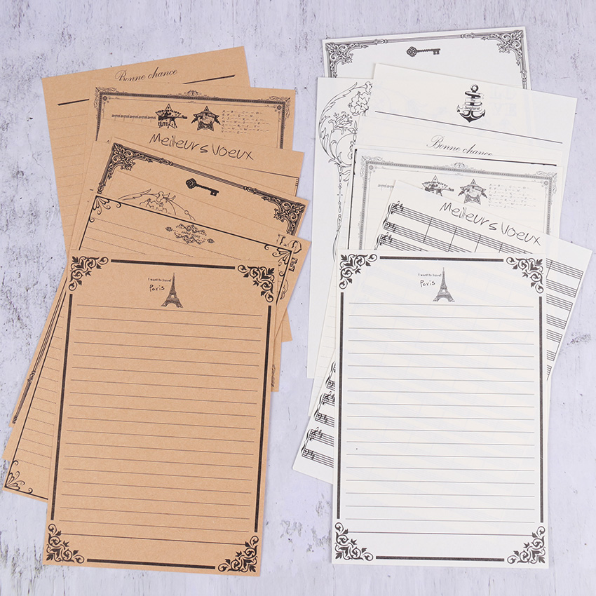 8Pcs Kraft Brief Papier Vintage Briefhoofd Brief S... – Vicedeal