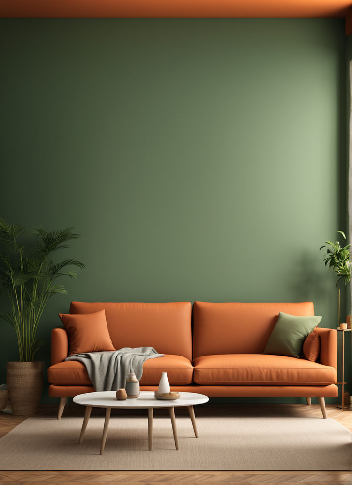 Living room modern lounge with green paint wall empty paint... by ...