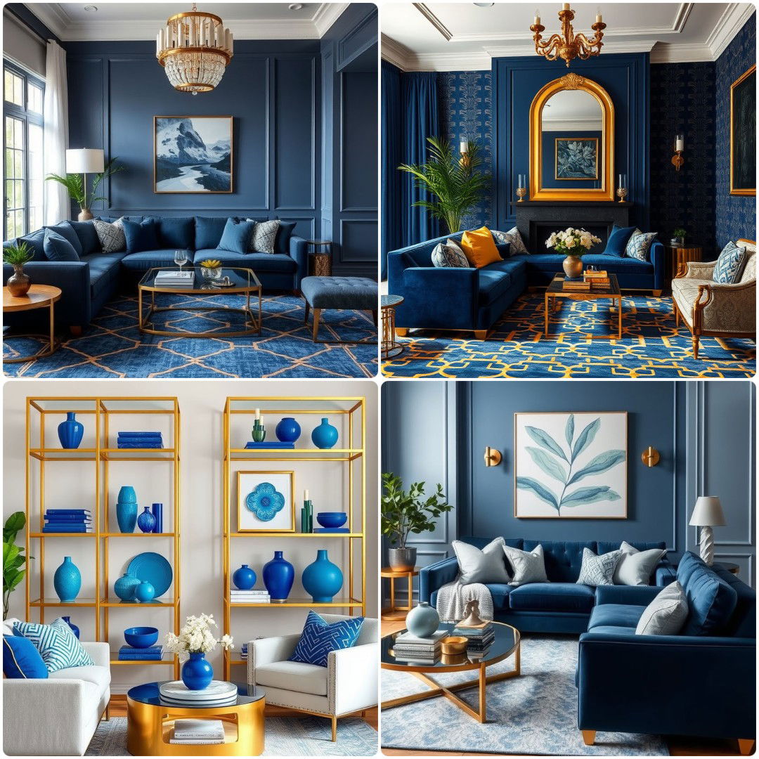 20 Blue and Gold Living Room Ideas for A Luxe Look