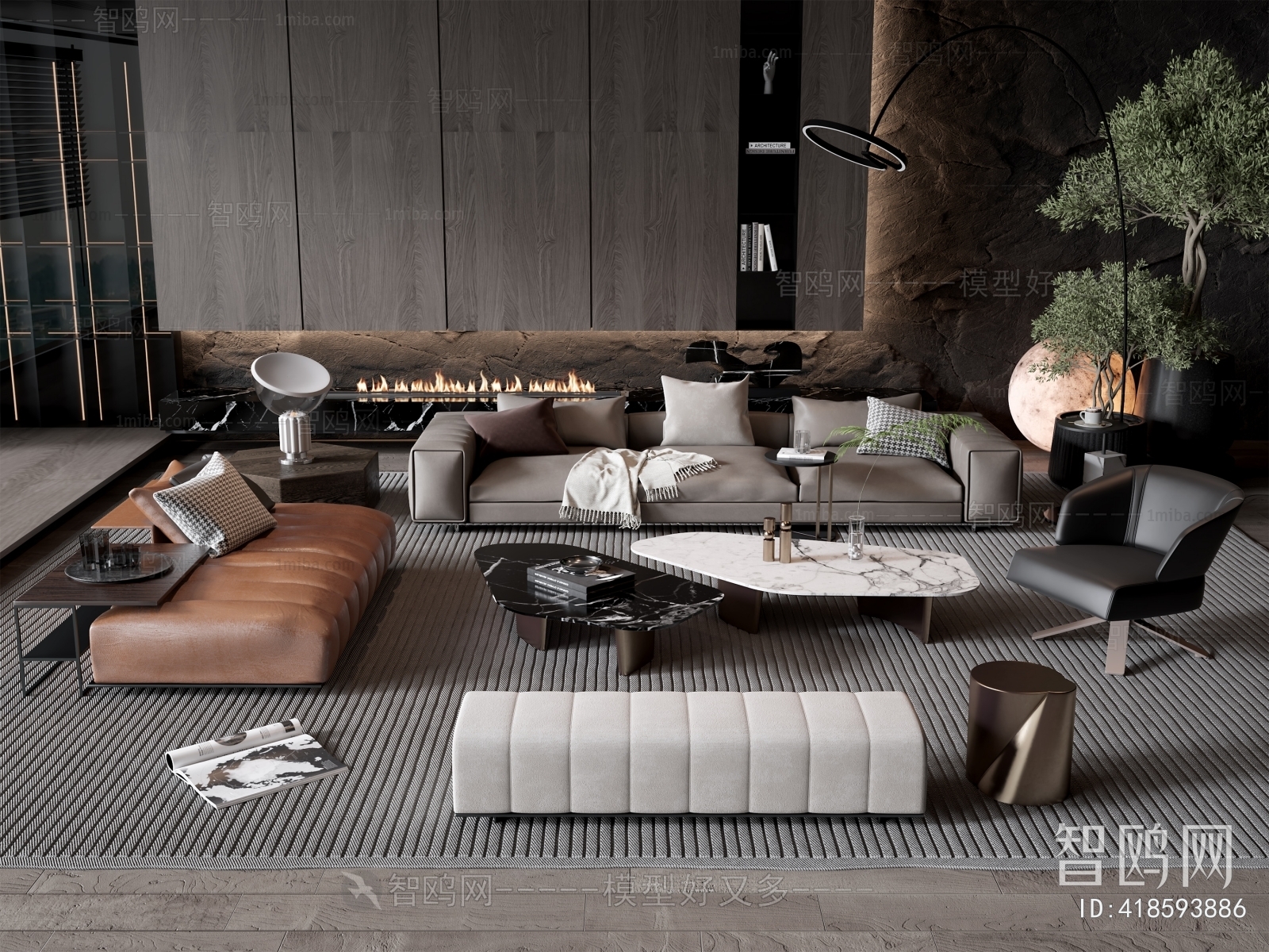 Modern Sofa Combination sketchup Model Download - Model ID.418593886 ...