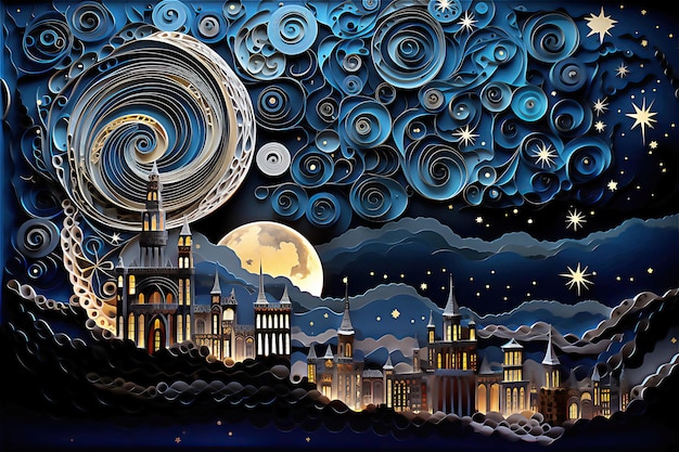 Premium AI Image | Abstract background with sky landscape in paper art ...