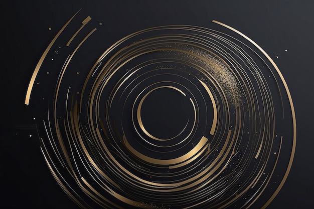 Premium Photo | Abstract gold circle lines on dark background Geometric ...