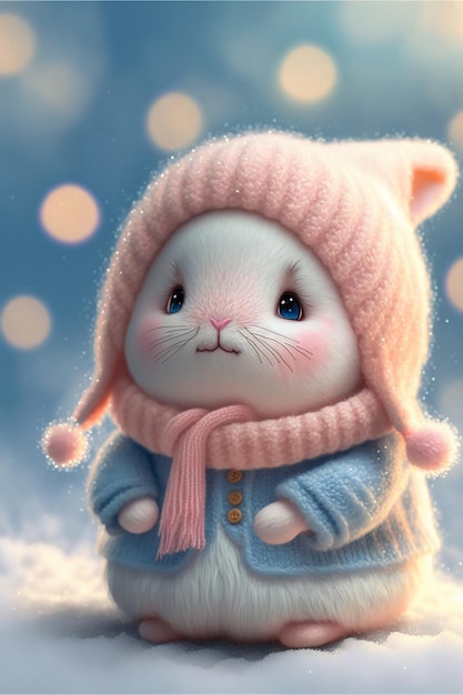 Premium Photo | Adorable baby rabbit in winter