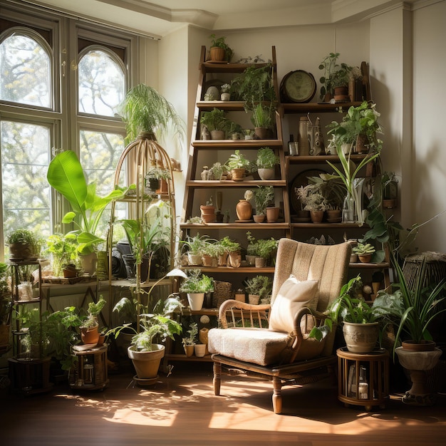 Premium Photo | Beautiful green indoor plants in a living room