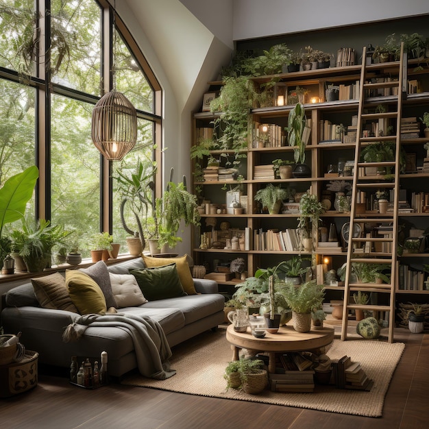 Premium Photo | Beautiful green indoor plants in a living room