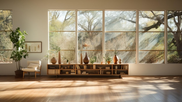 Premium Photo | A beautiful living room with a large windows