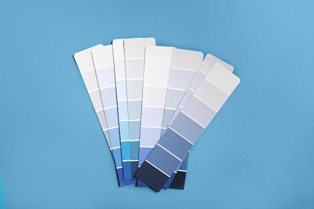 Premium Photo | Blue color samples palette design catalog